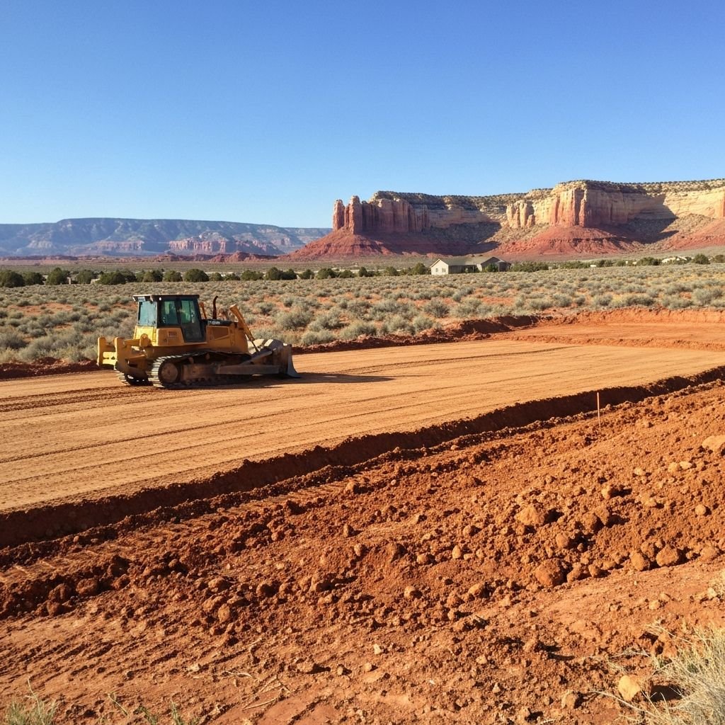 Land grading and site preparation for new construction in Southern Utah