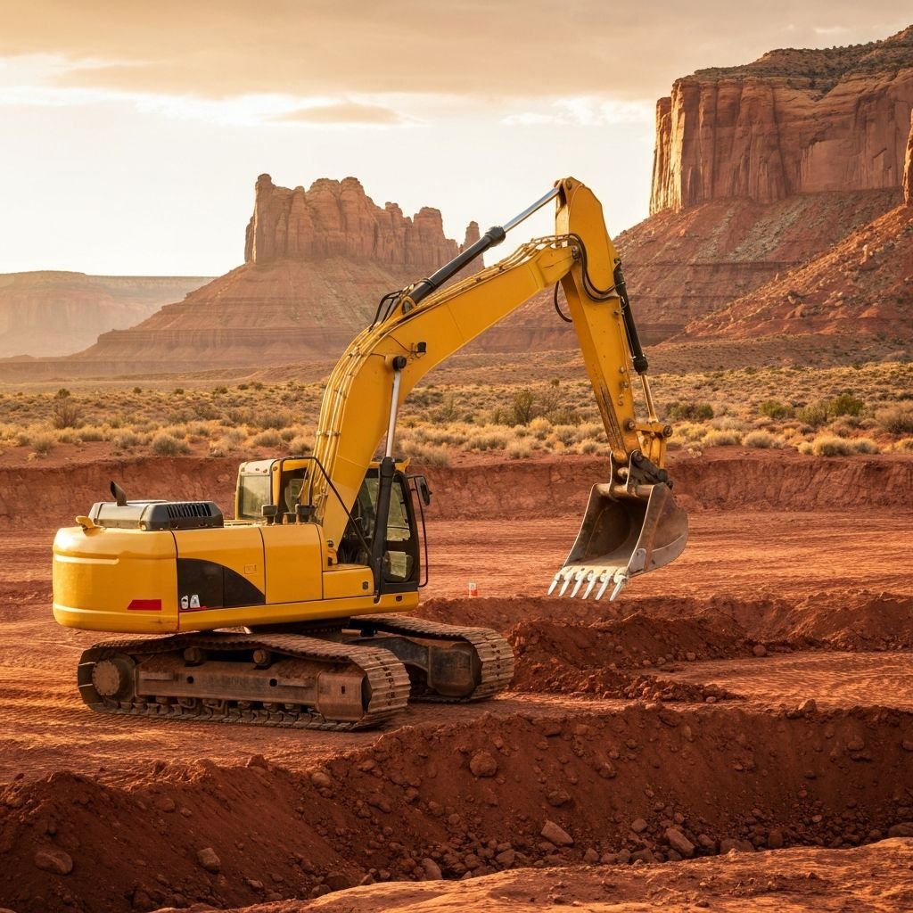 Excavator working on construction site in St. George Utah